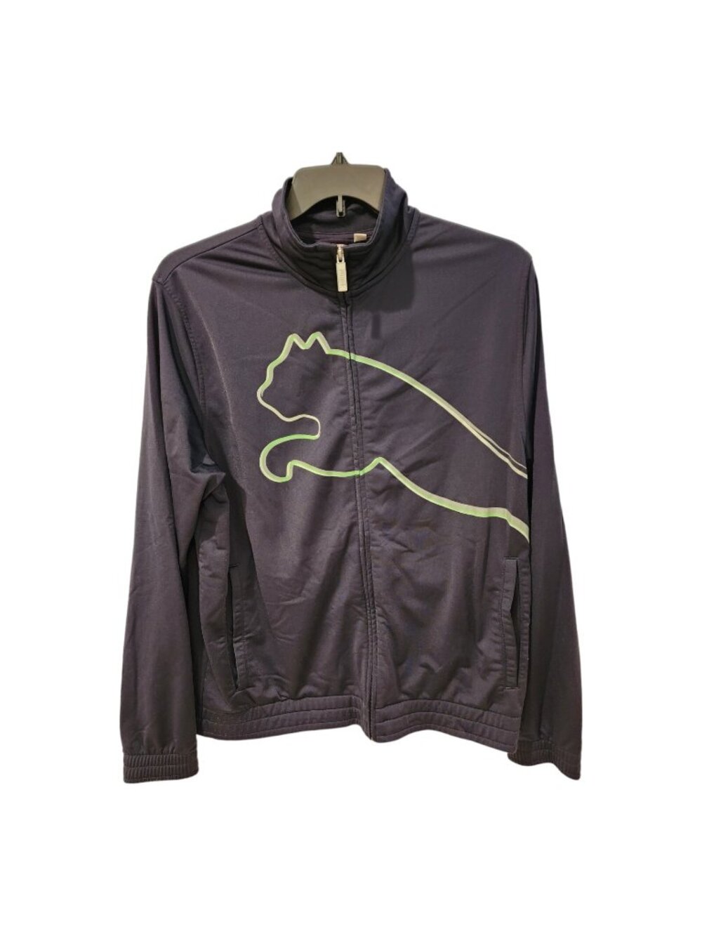 Size L PUMA Sportlifestyle 817729 MEN'S ZIP-UP WARM-UP TRACK JACKET Navy/Green